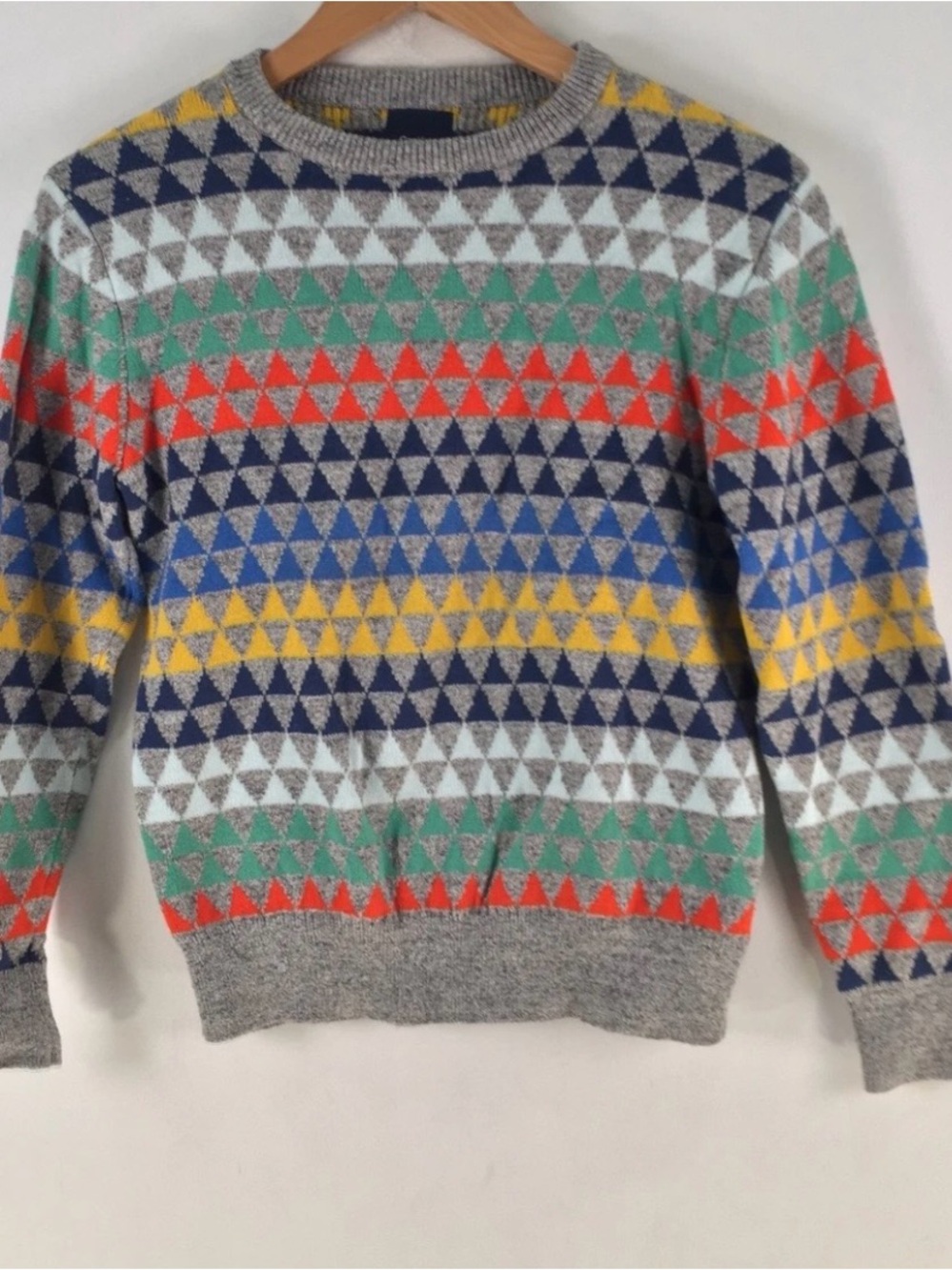 Kids Multicolor Geometric Crewneck Sweater - Gray Base